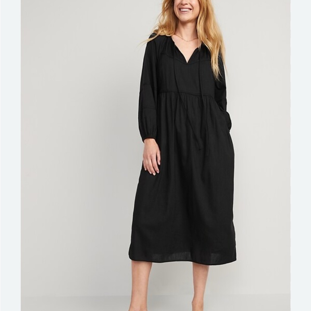 GAP Black Long Sleeve ALL DAY midi dress